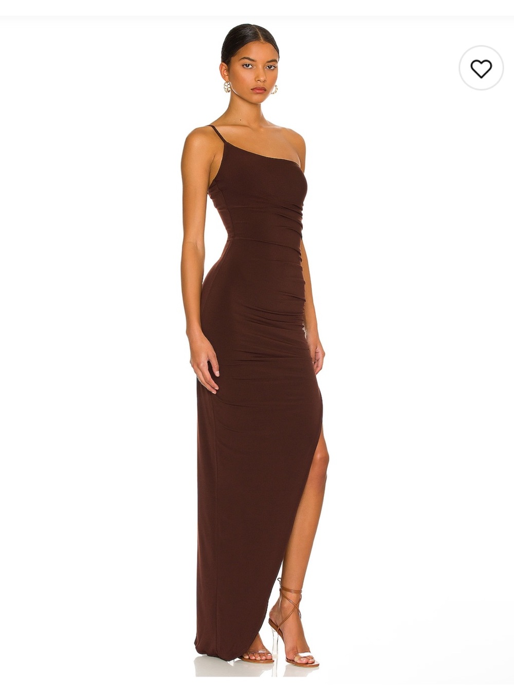 Nookie Aria One Shoulder Gown in ChocolateBrown